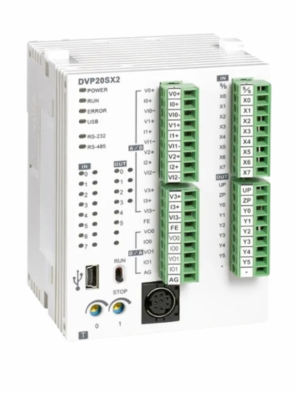 PLC DELTA 8 ENTRADAS DIG. + 4 ANALOGICAS / 6 SALIDAS DIG. A TRANSISTOR PNP+ 2 ANALOGICAS, DVP20SX211S